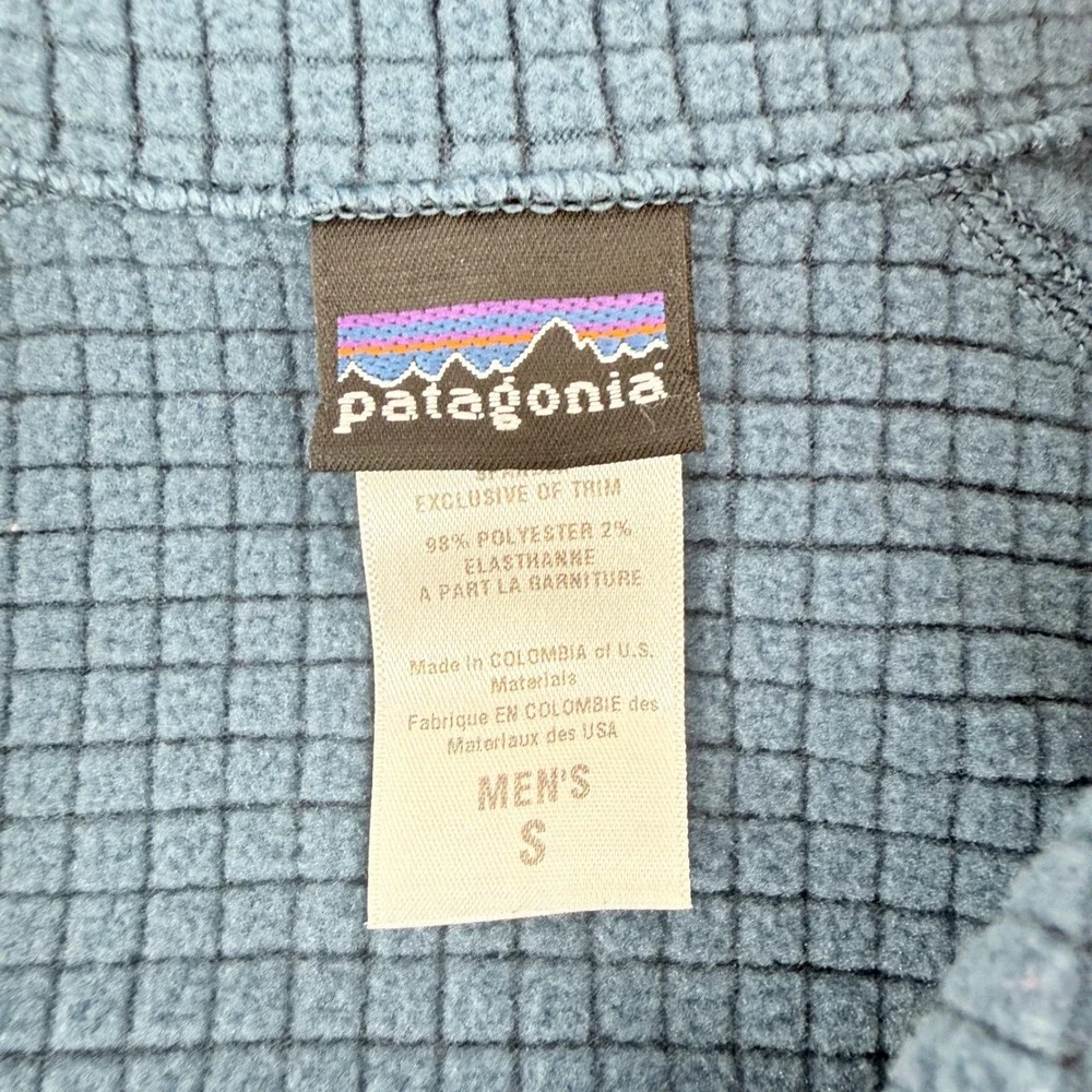 Patagonia R1 Polartec Power Grid Fleece Quarter Zip Pullover Mens Small Blue